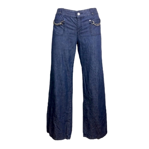 Michael Kors Wide Leg Chain Accent Jeans - Picture 1 of 3